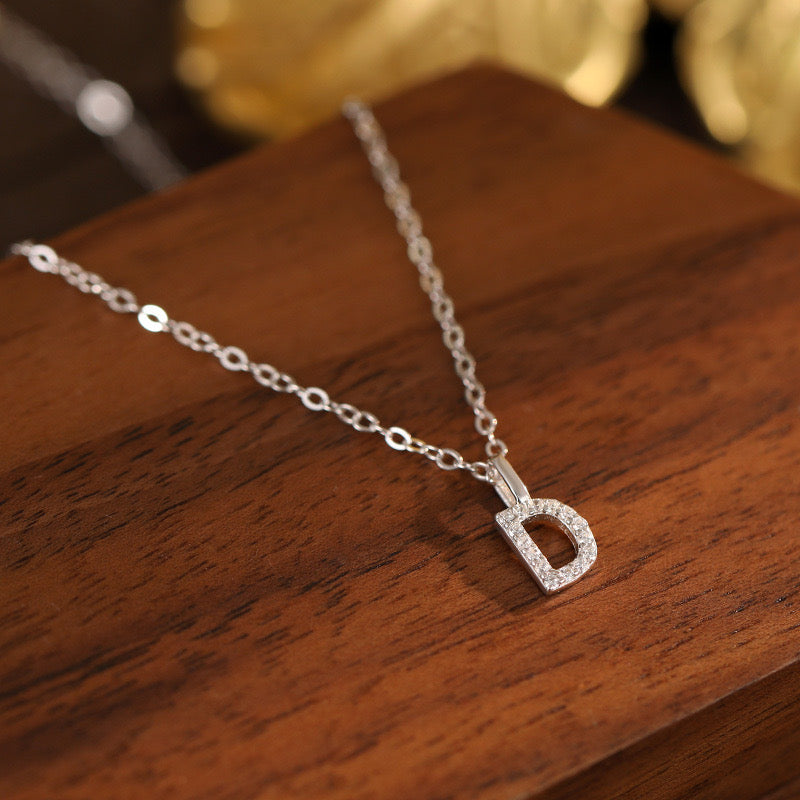 White-Gold Pavé Initial Mini Necklace