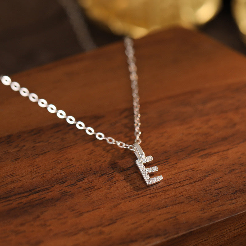 White-Gold Pavé Initial Mini Necklace