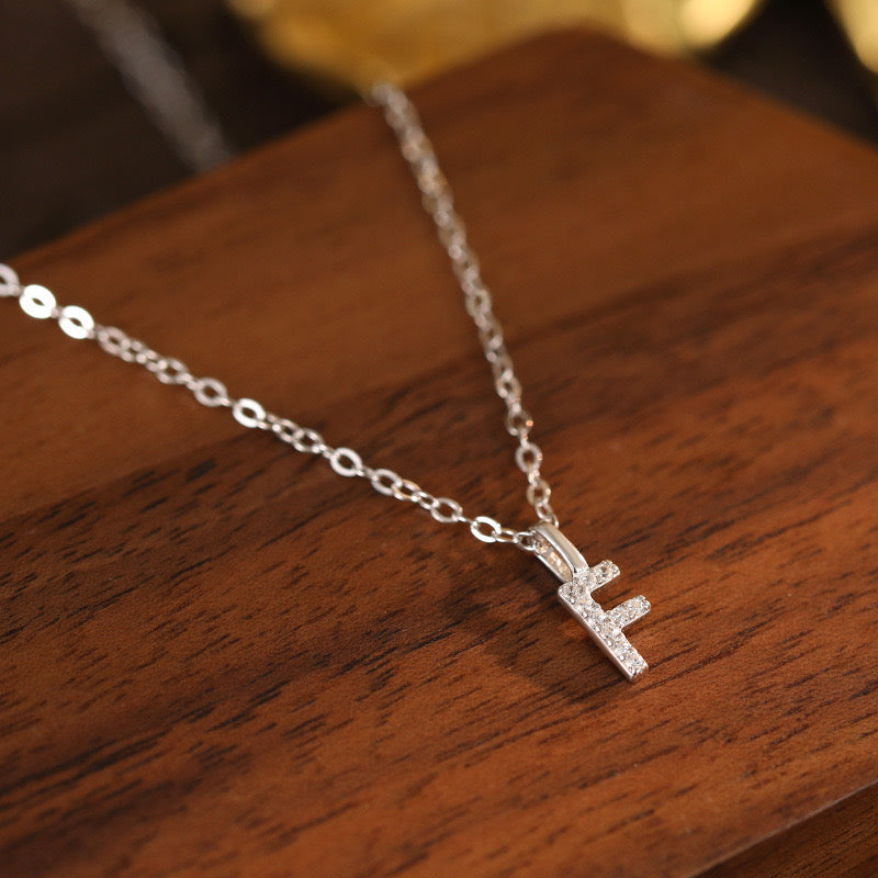 White-Gold Pavé Initial Mini Necklace