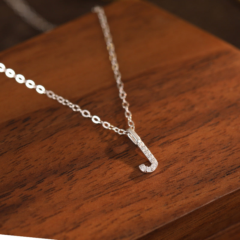 White-Gold Pavé Initial Mini Necklace