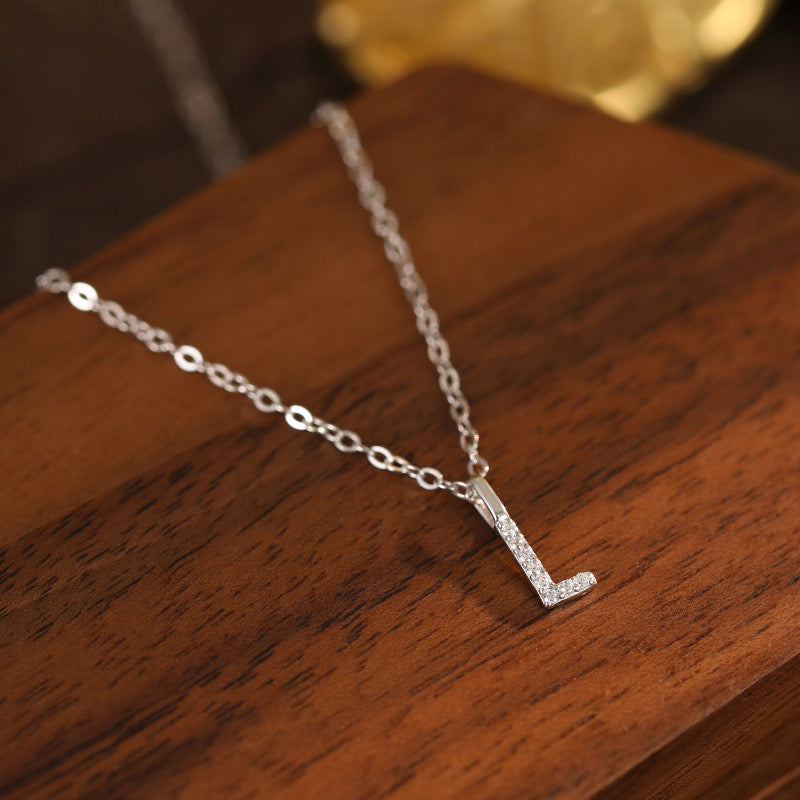 White-Gold Pavé Initial Mini Necklace