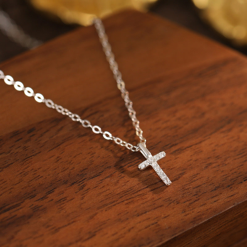 White-Gold Pavé Initial Mini Necklace