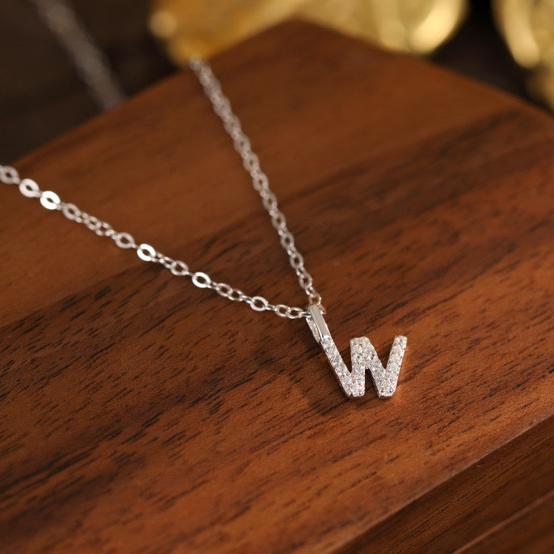 White-Gold Pavé Initial Mini Necklace