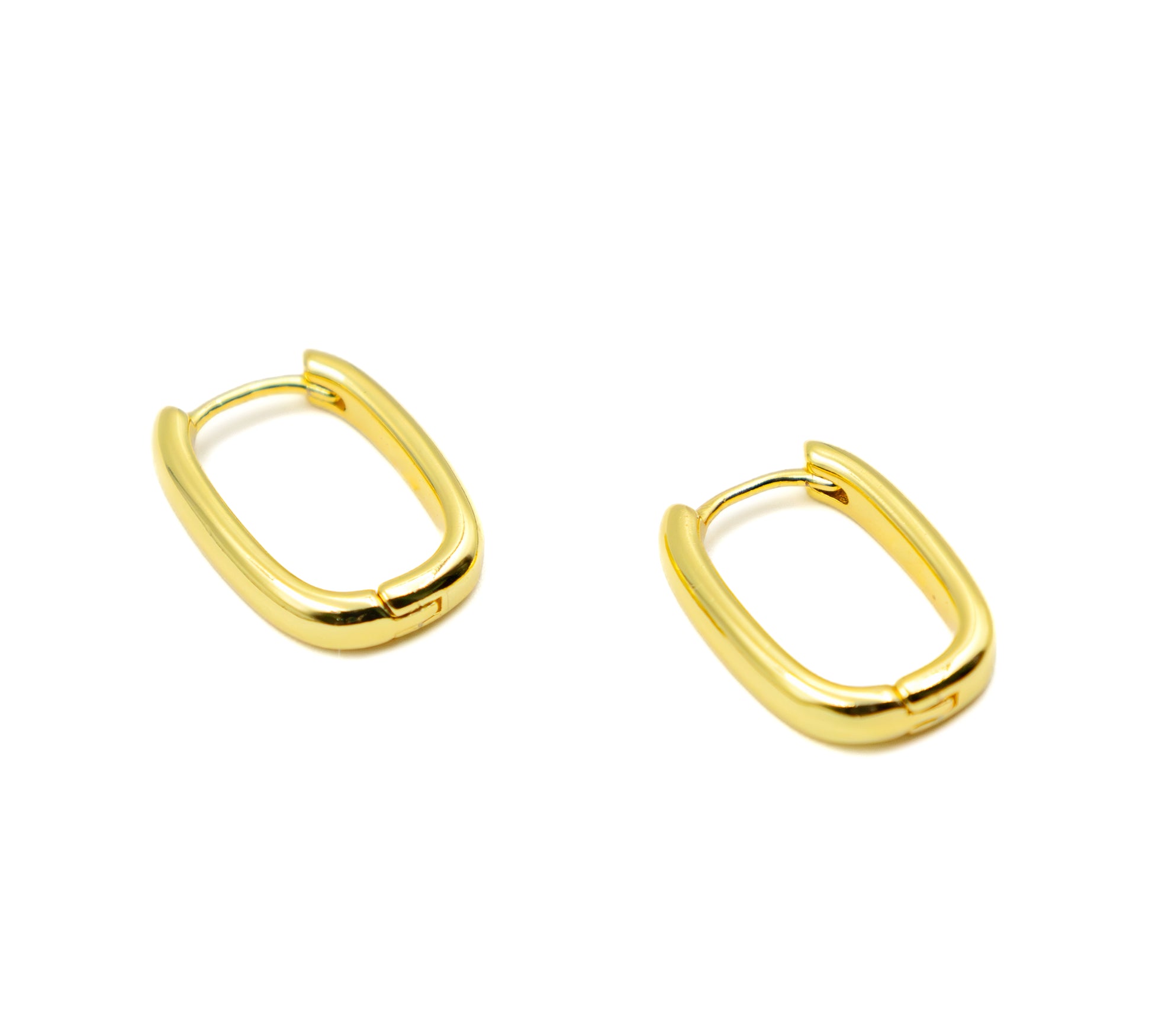 Golden Minimal Rectangle Hoop Earrings