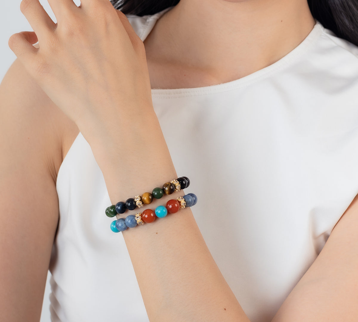 Sacred Will & Wise Flow — Crystal Bracelet Set for Wisdom & Strength