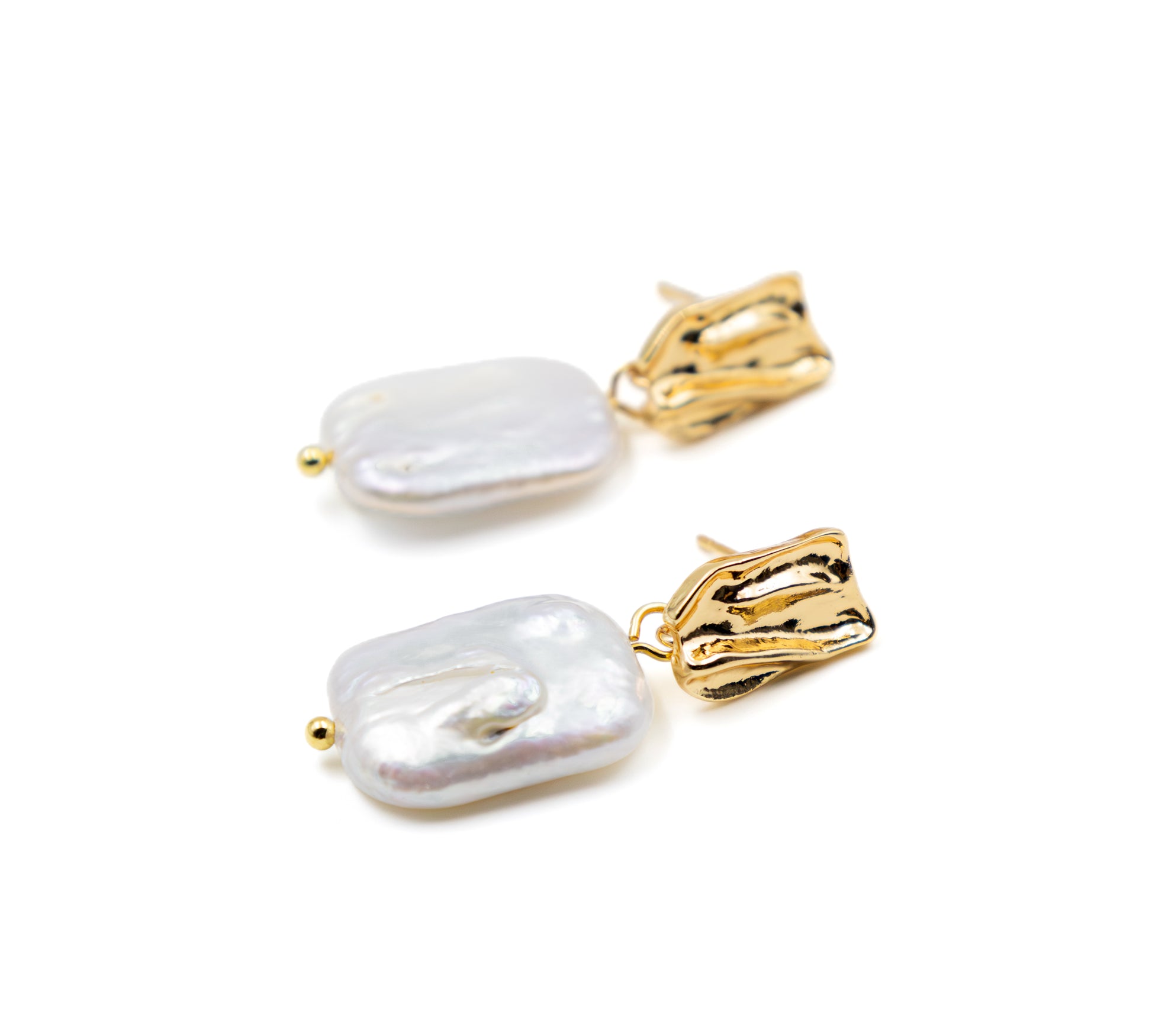 Wave-Shap Rectangle Baroque Pearl Drops