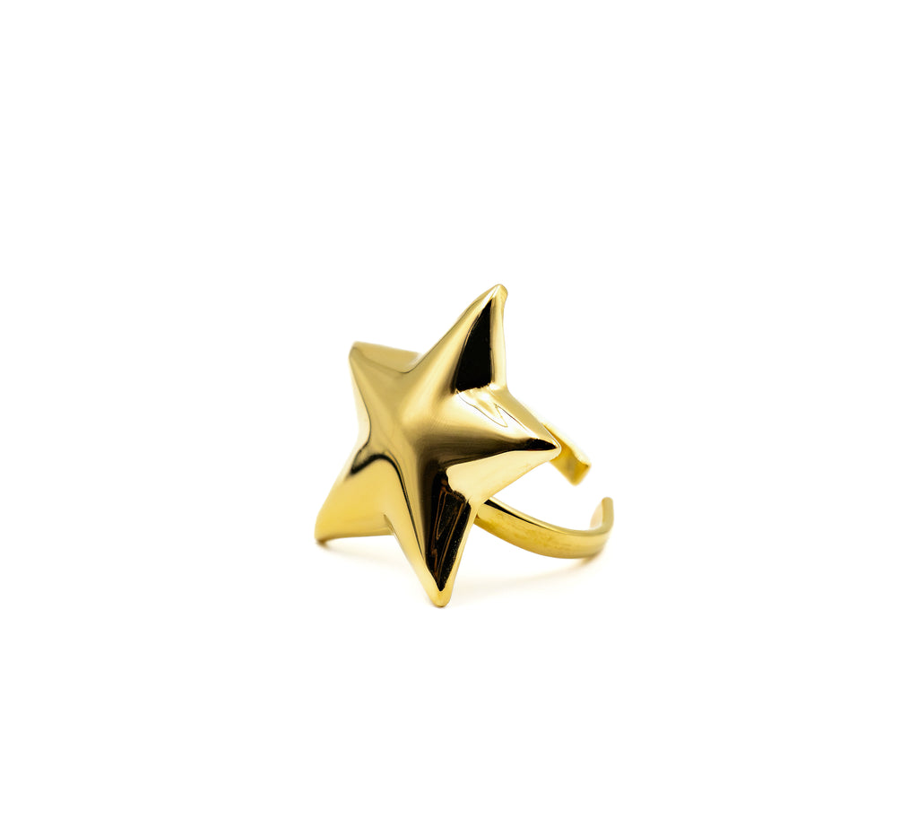 Golden Guiding Star Statement Ring