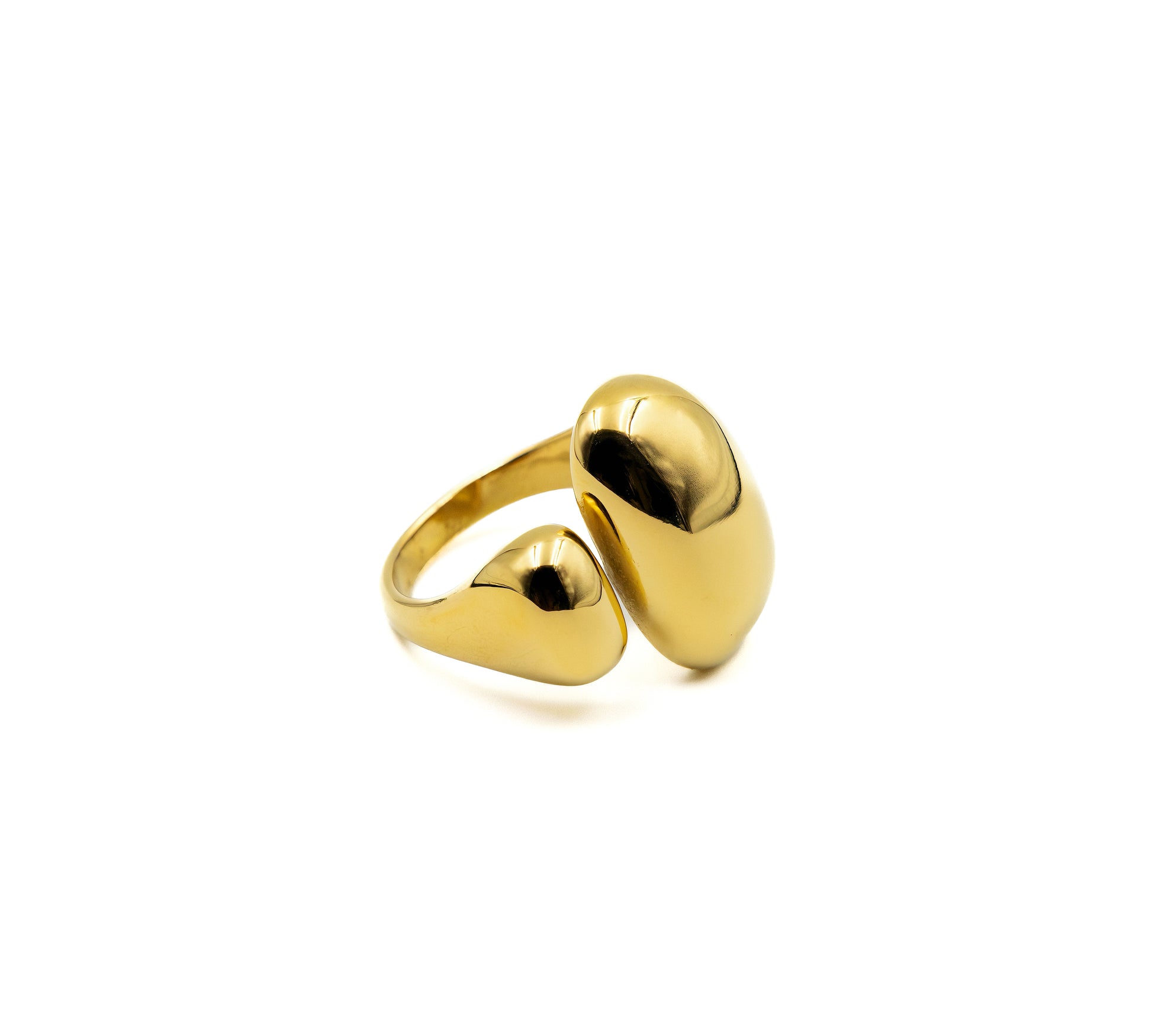 Golden Ripple Drop Ring