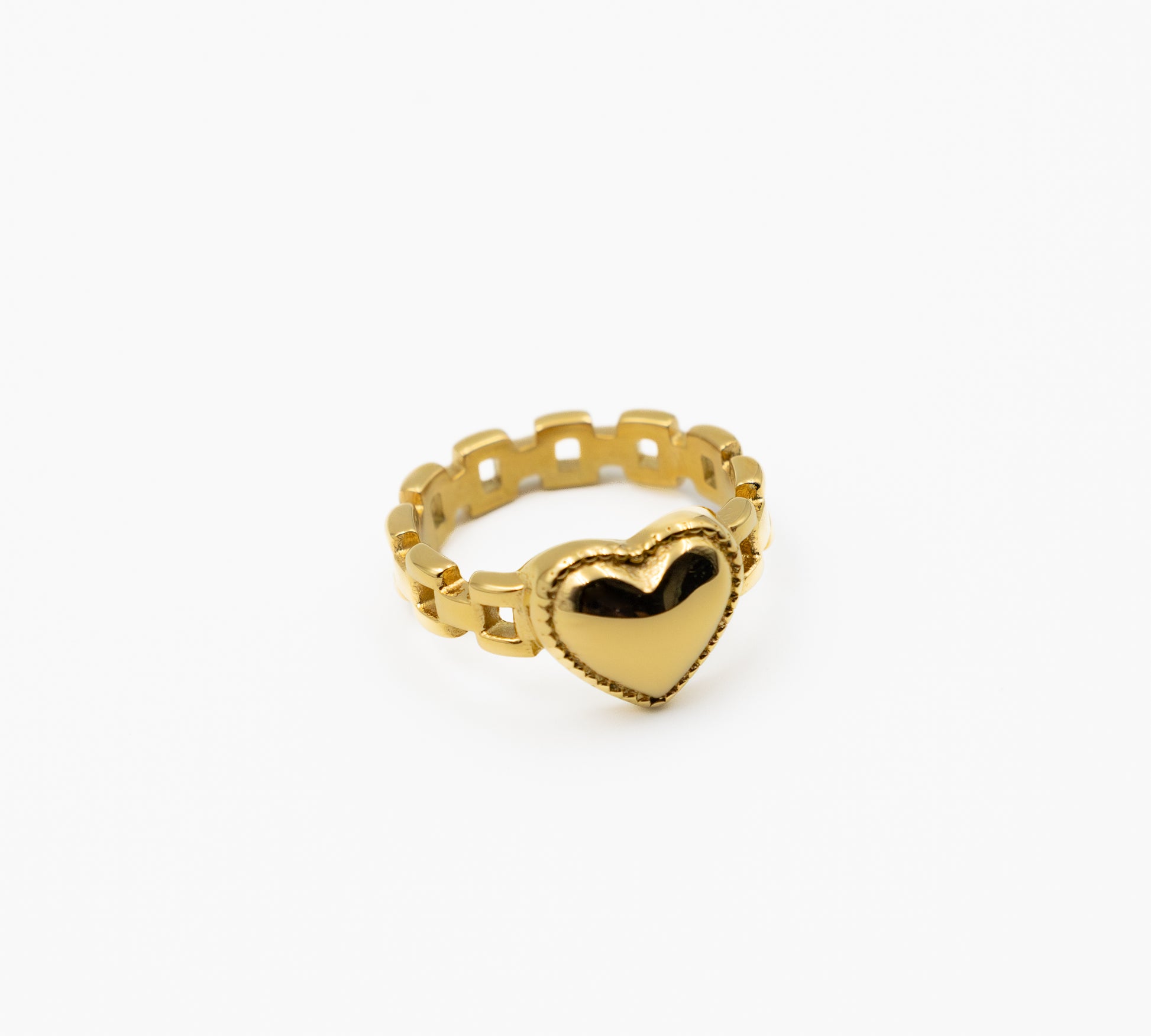 Golden Heart Chain Ring