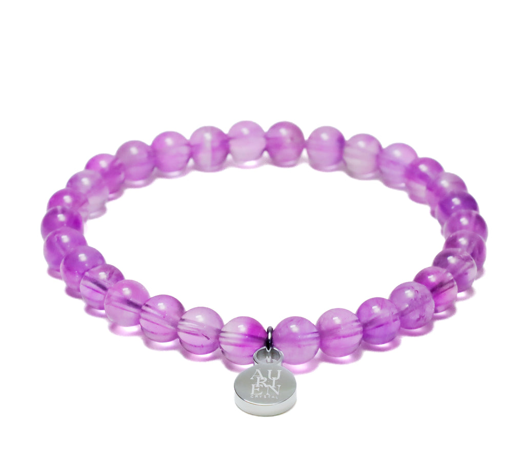 Uruguayan Amethyst 6mm bracelet, clarity & calm, AAA-grade polished round beads, stackable, Himalayan series.