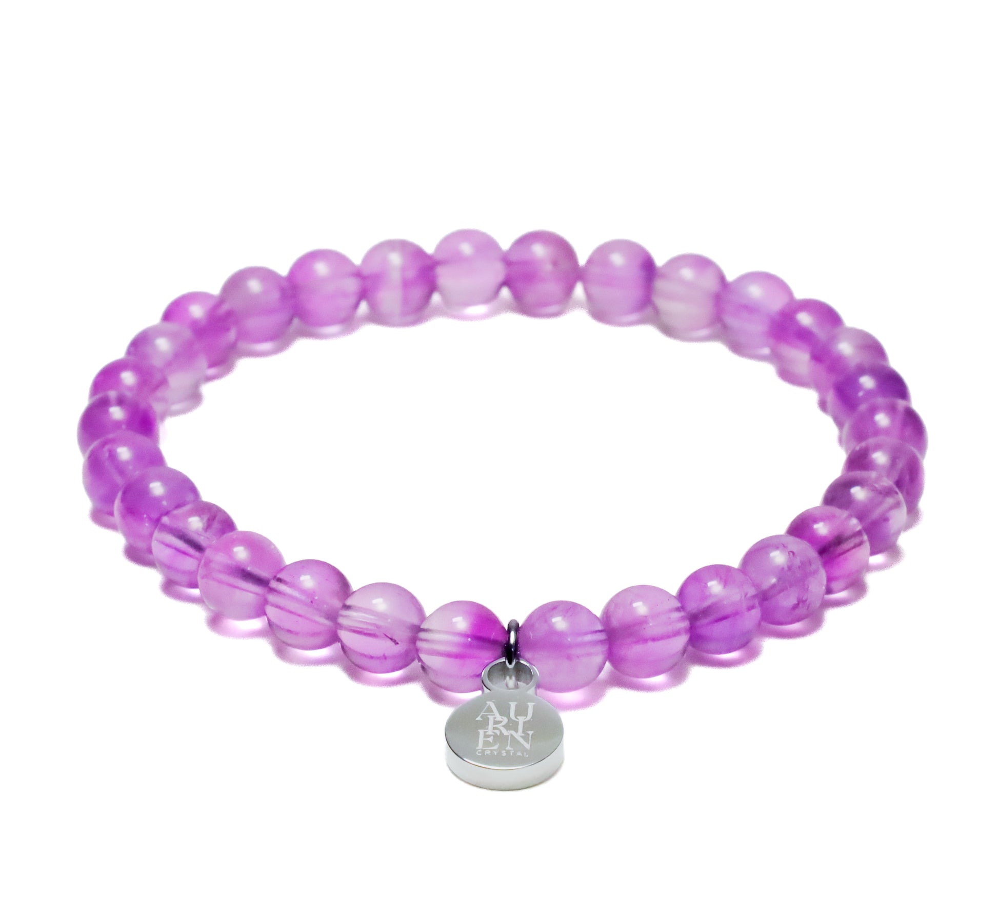 Uruguayan Amethyst 6mm bracelet, clarity & calm, AAA-grade polished round beads, stackable, Himalayan series.
