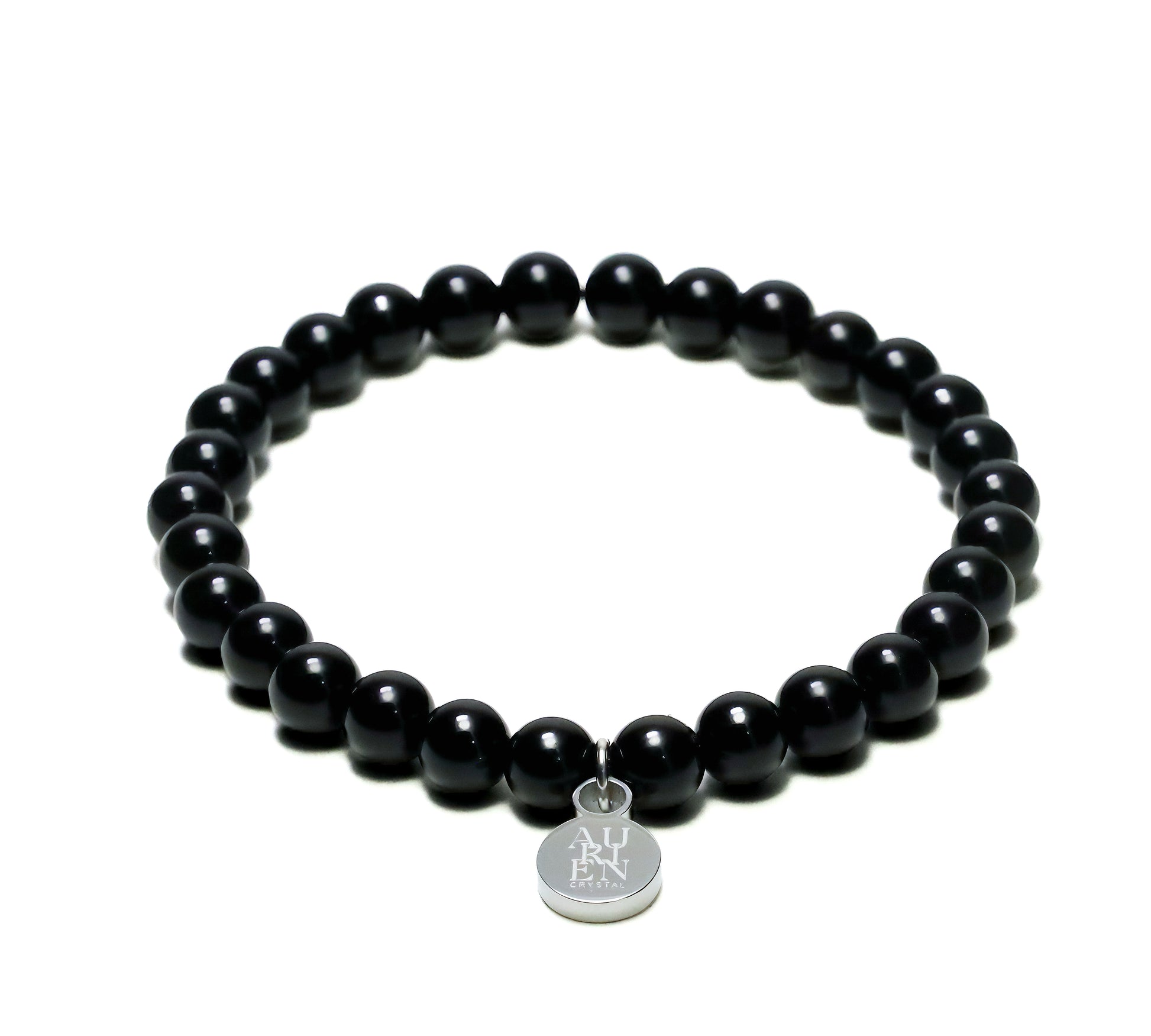 Brazilian Black Tourmaline 6mm bracelet, grounding & protection, polished black beads, stackable, Himalayan series.