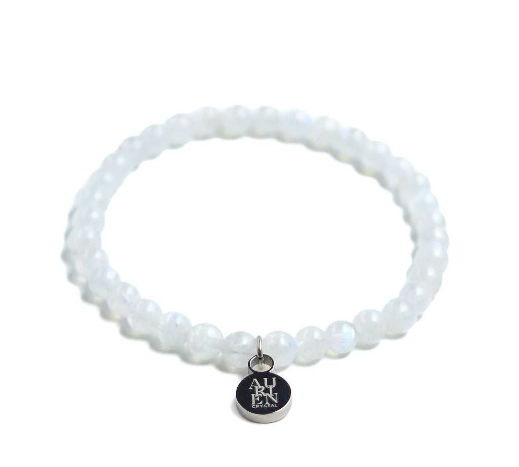 Sri Lanka Blue Moonstone 6mm bracelet, intuition & balance, delicate glow.