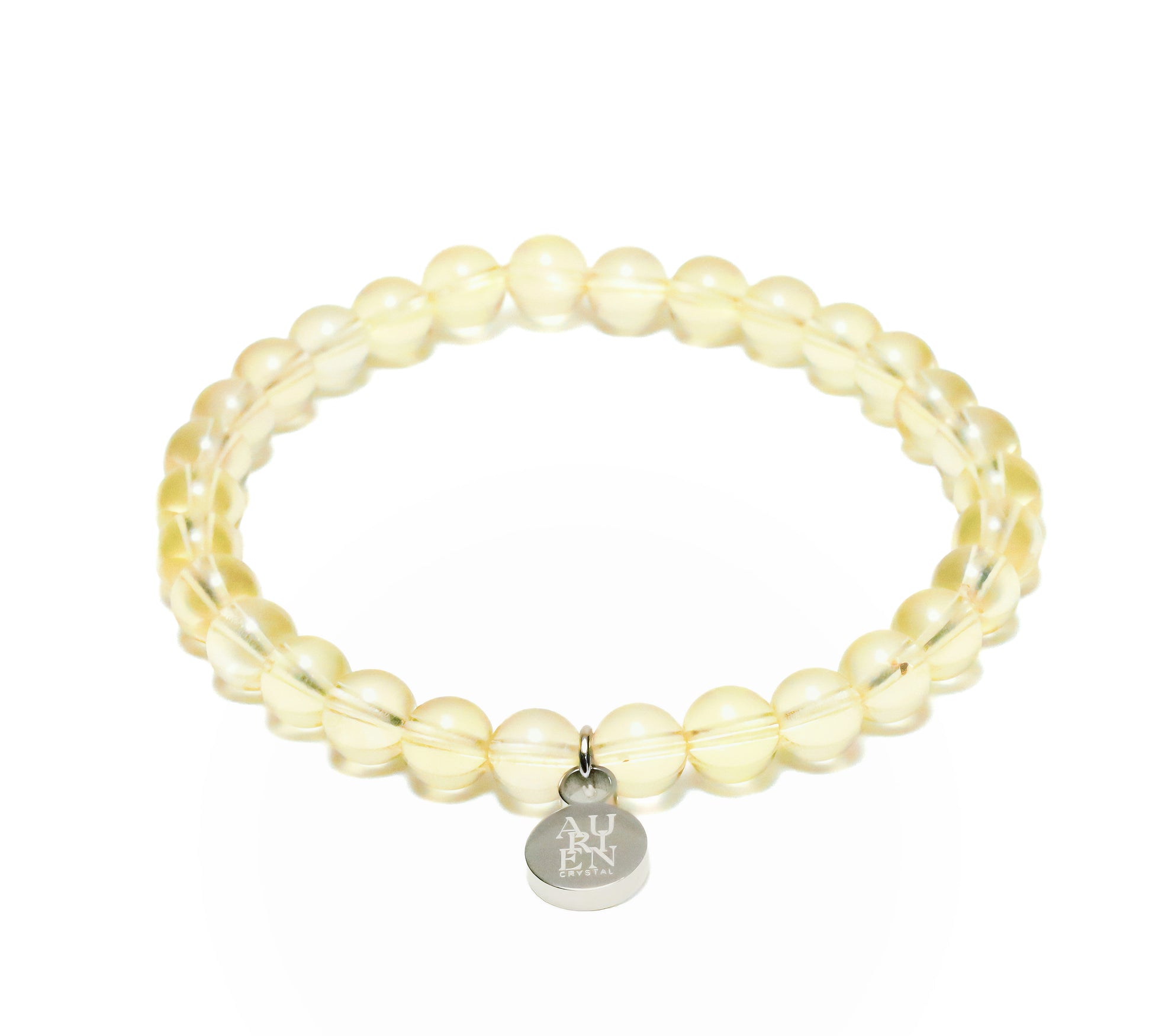 Brazilian Citrine 6mm bracelet, abundance & joy, warm lemon hue.