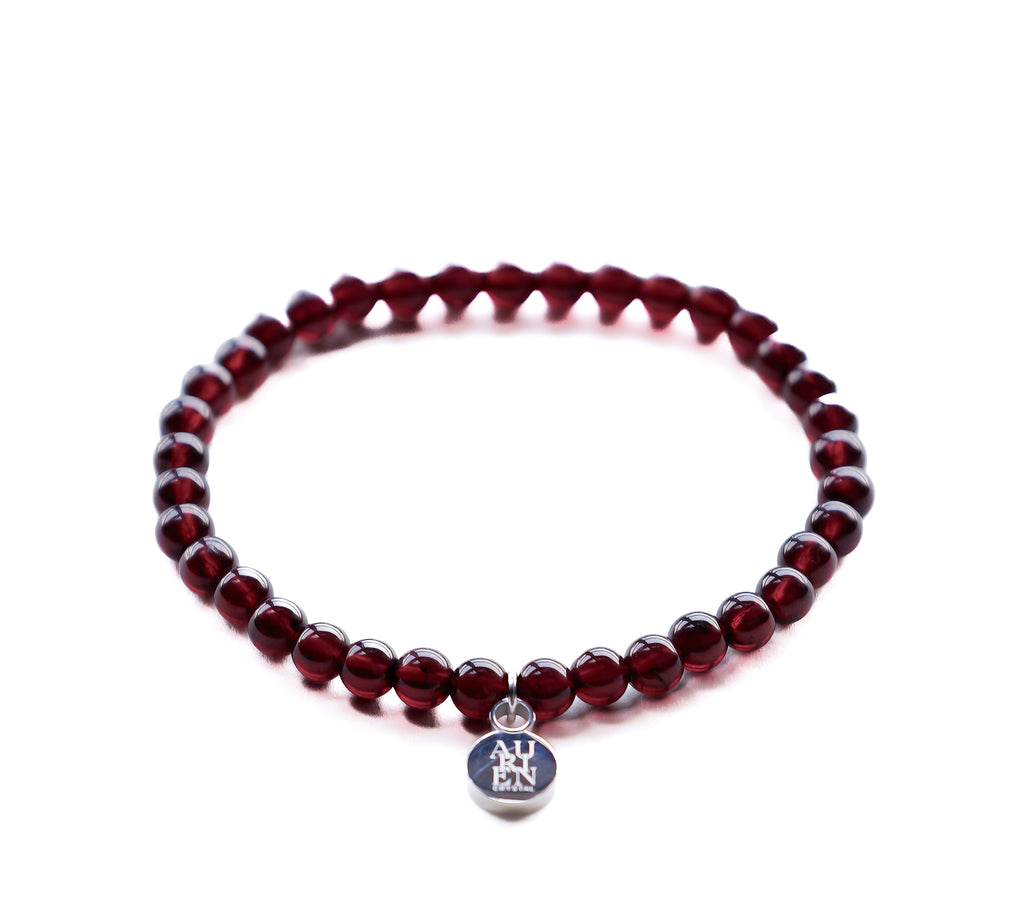 Mozambique Garnet 6mm bracelet, strength & vitality, deep wine-red shine, stackable, Himalayan series.