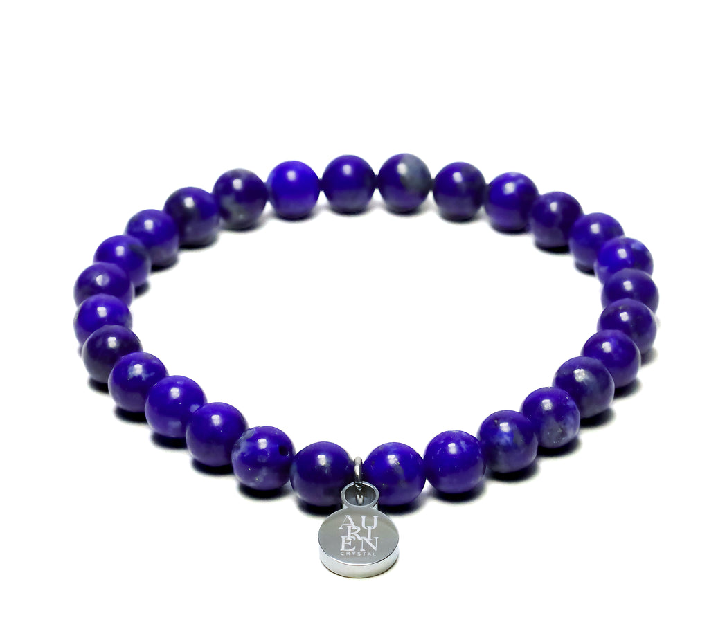 Afghan Lapis Lazuli 6mm bracelet, wisdom & truth, fine-grain deep blue.