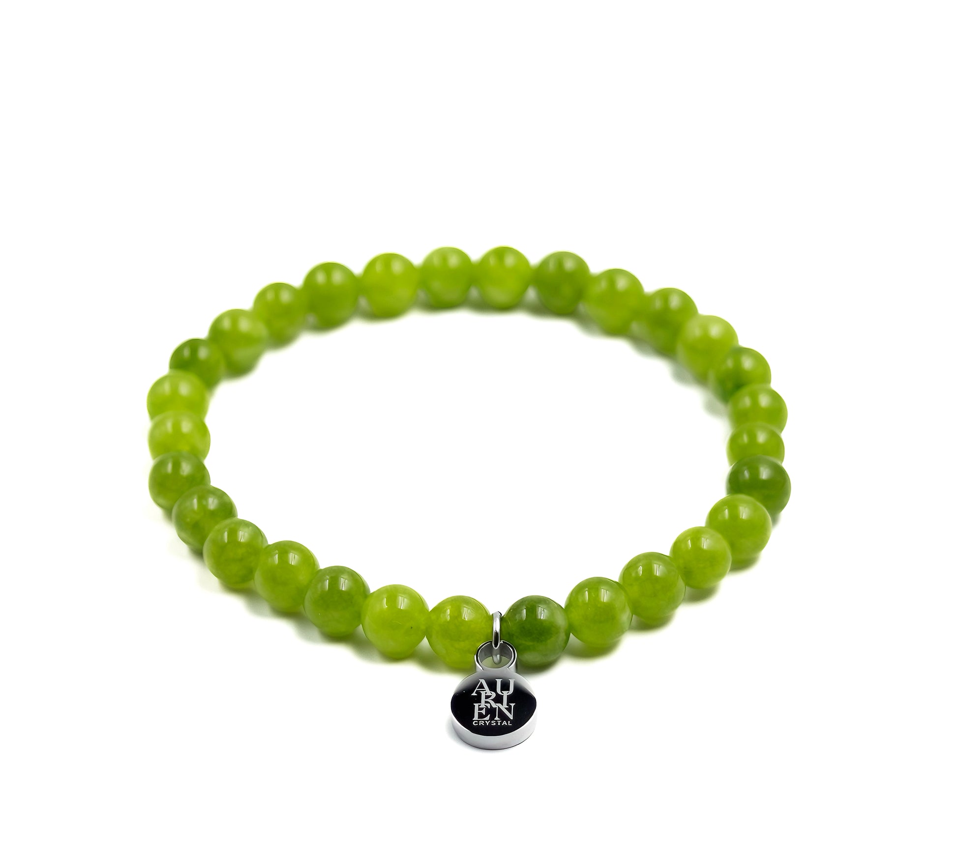 Pakistan Peridot 6mm bracelet, prosperity & luck, slim stack style.