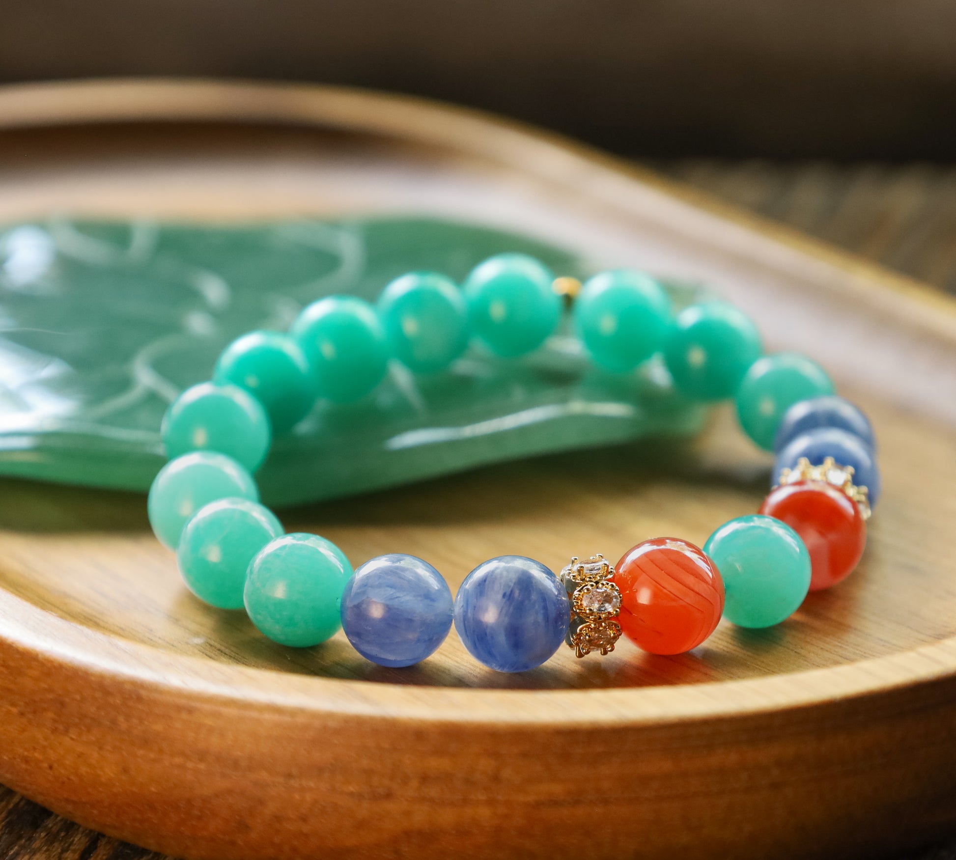 Wise Flow – Wisdom & Alignment Crystal Bracelet with Amazonite & Kyanite & Red Agate