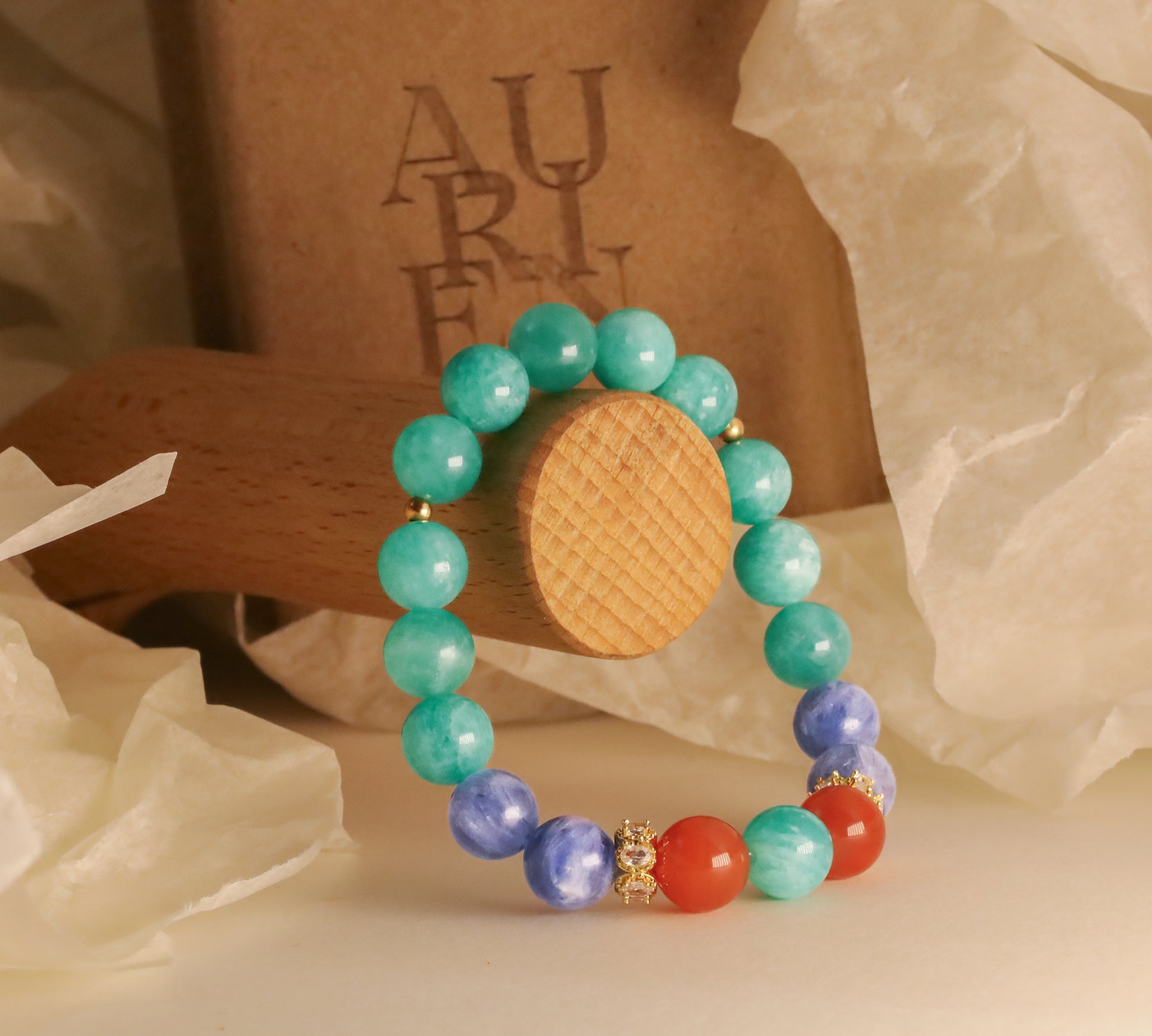 Wise Flow – Wisdom & Alignment Crystal Bracelet with Amazonite & Kyanite & Red Agate