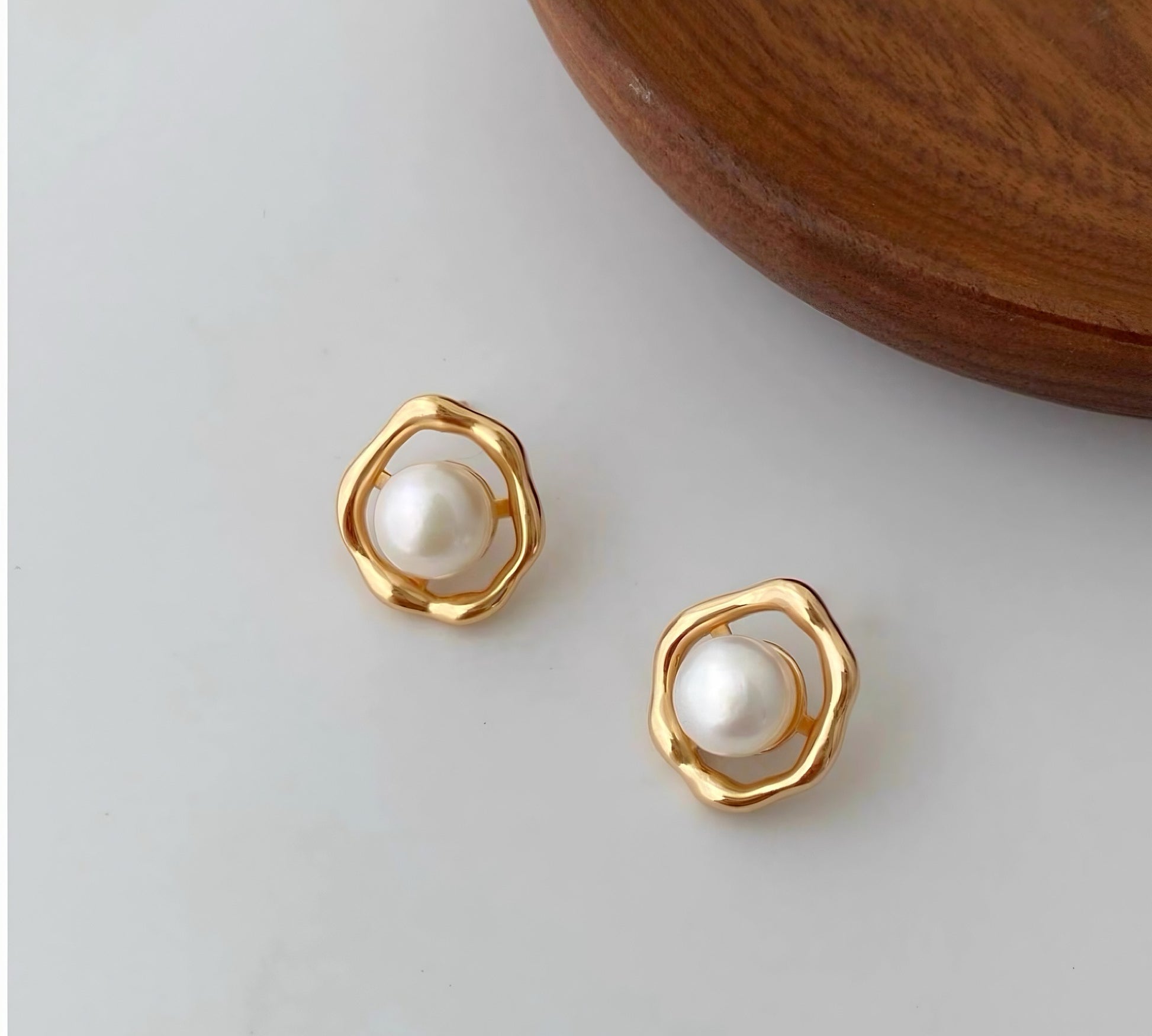 Organic Loop Baroque Pearl Studs