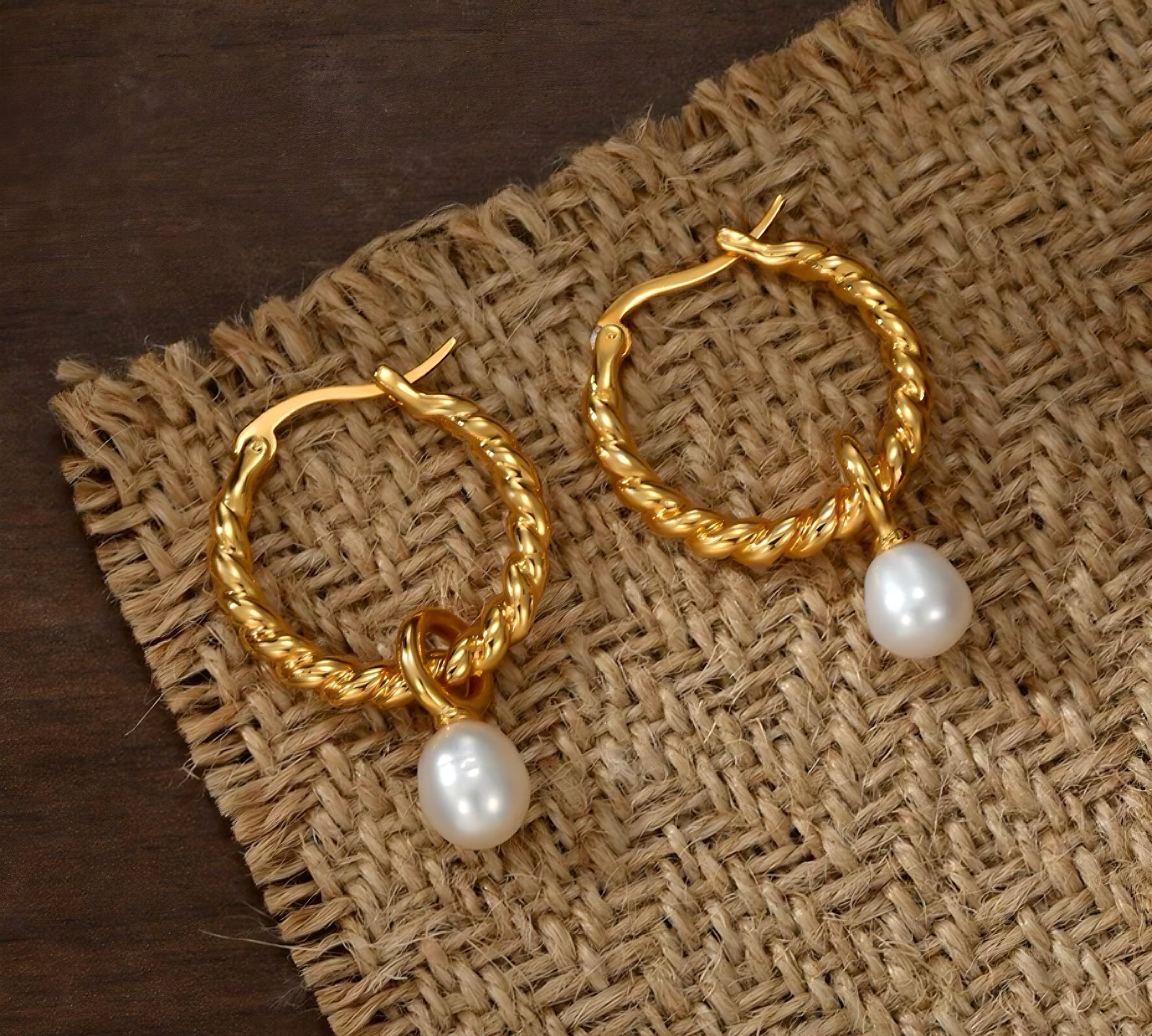 Braided Hoop Baroque Pearl Drops