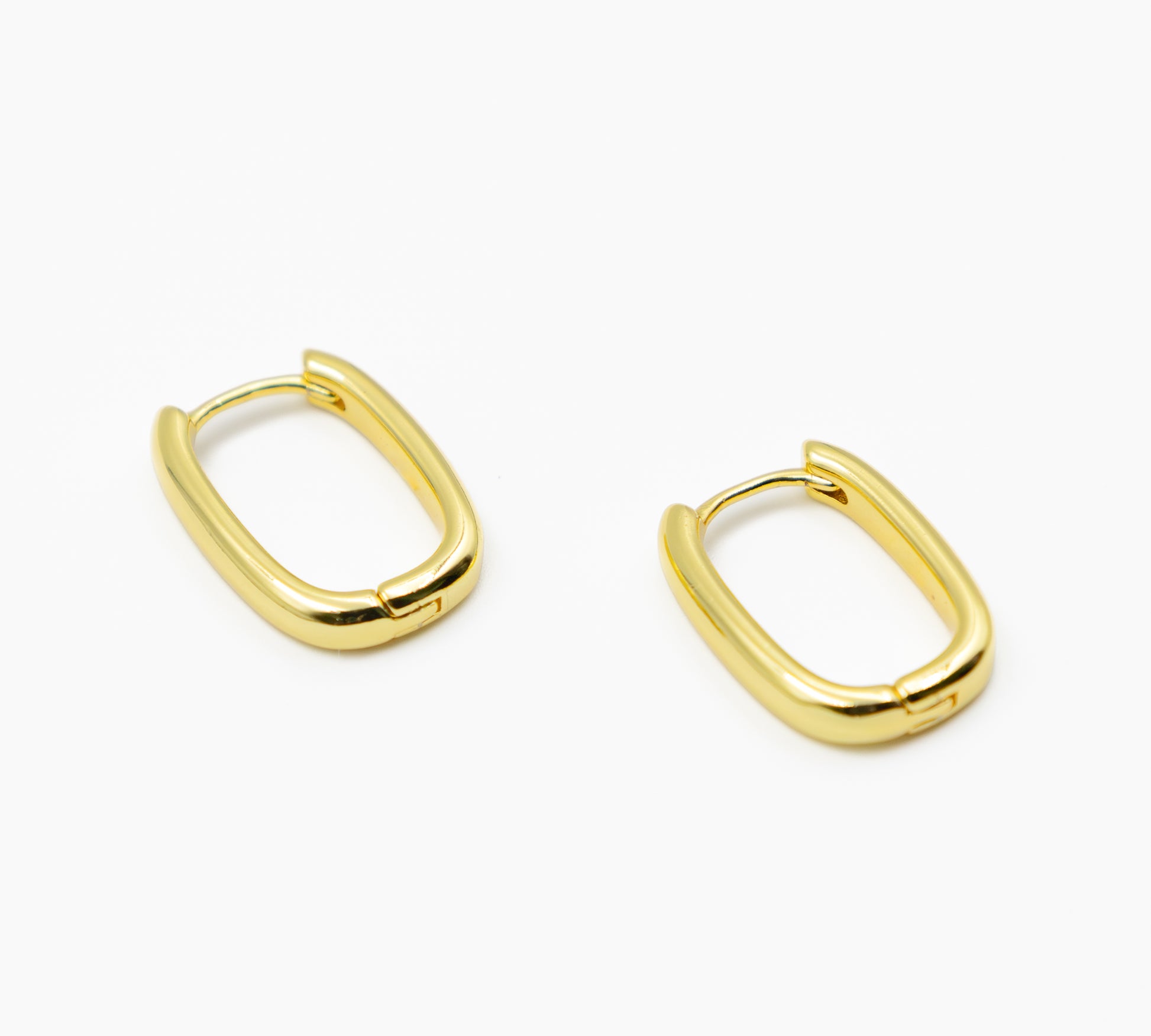 Golden Minimal Rectangle Hoop Earrings