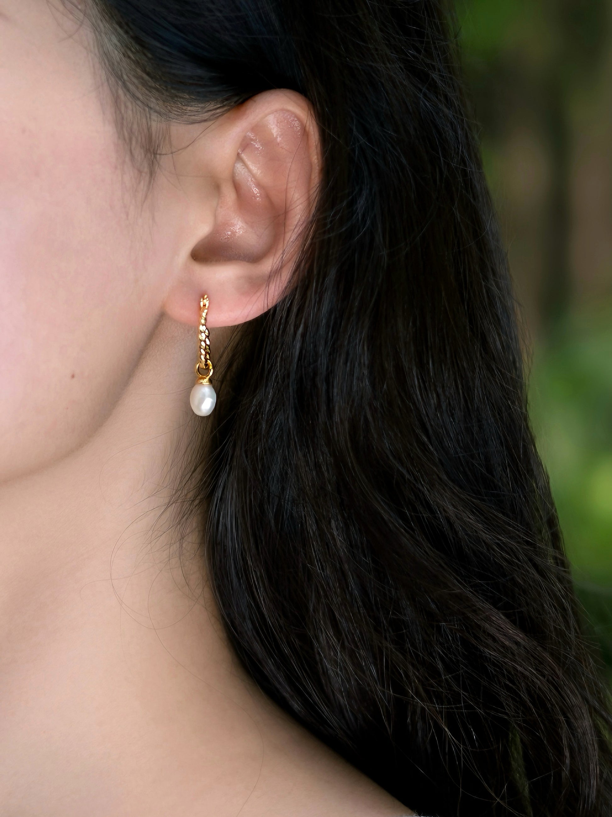 Braided Hoop Baroque Pearl Drops
