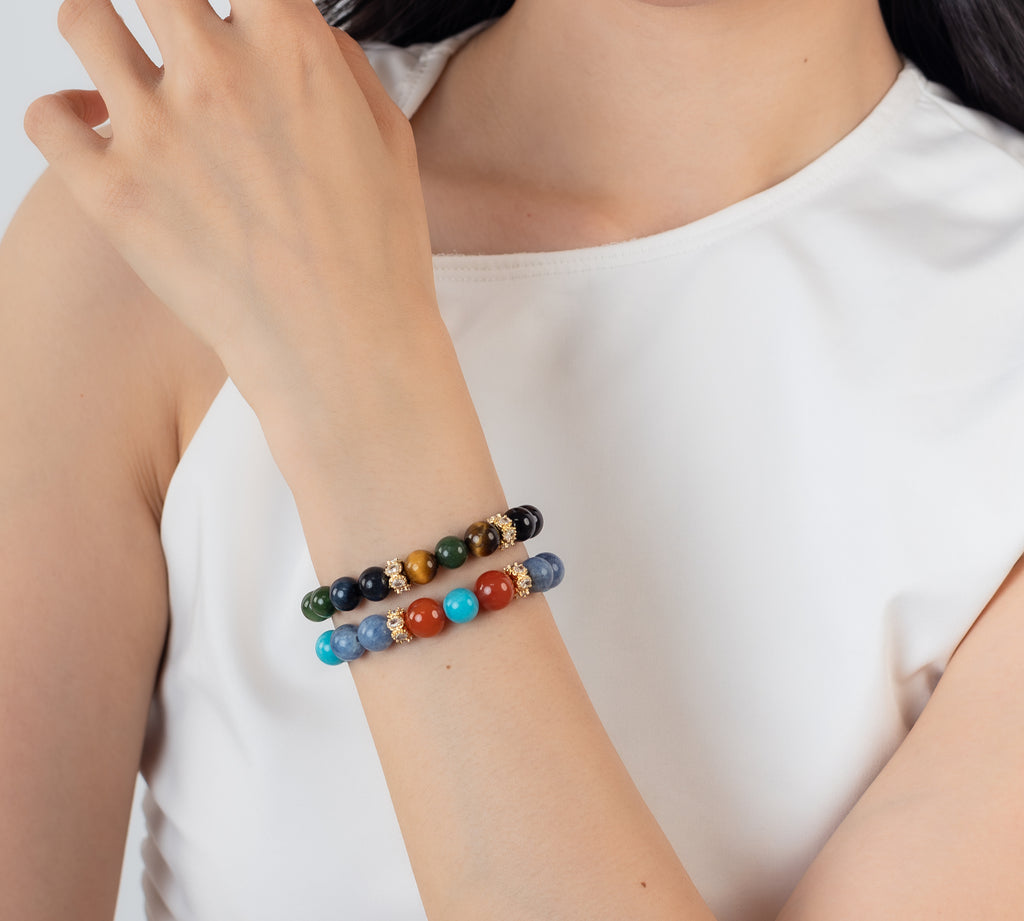Sacred Will & Wise Flow — Crystal Bracelet Set for Wisdom & Strength