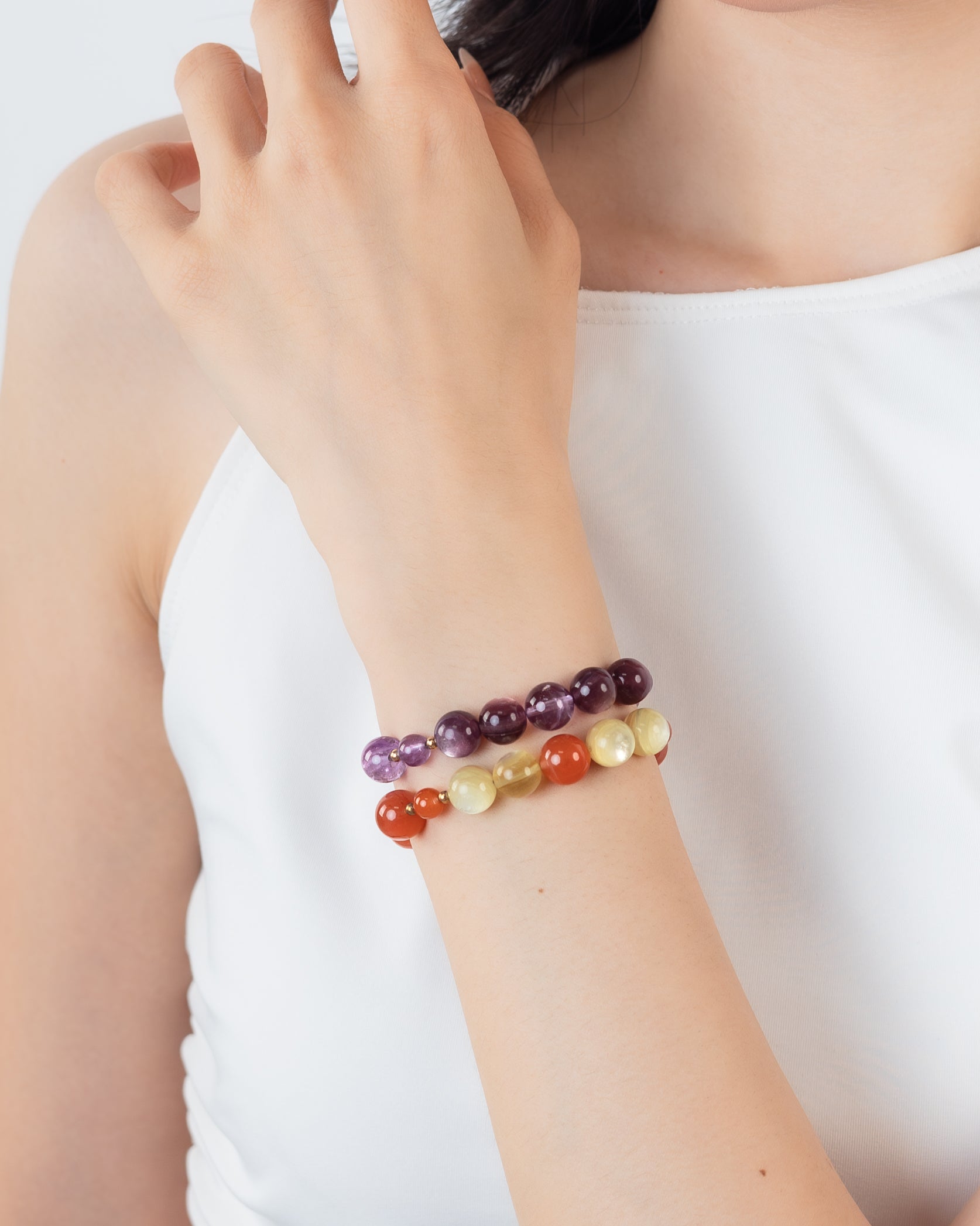 rest and renew duo healing crystal bracelet set